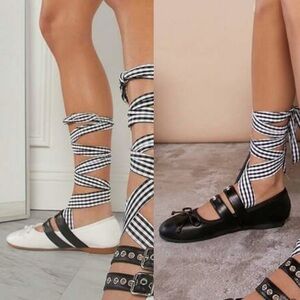 Mix Match Buckled Ankle Tie Flats